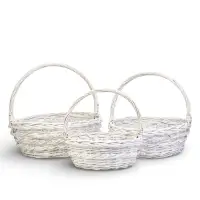 Набор корзин 3 шт ИВА 40x40x17 35х35x13 30х30x11 см ПЛЕТ ручка h=20/18/16 см бел