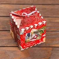 Коробка складная, подарочная новогодняя «Подарок» 12×12×12 см