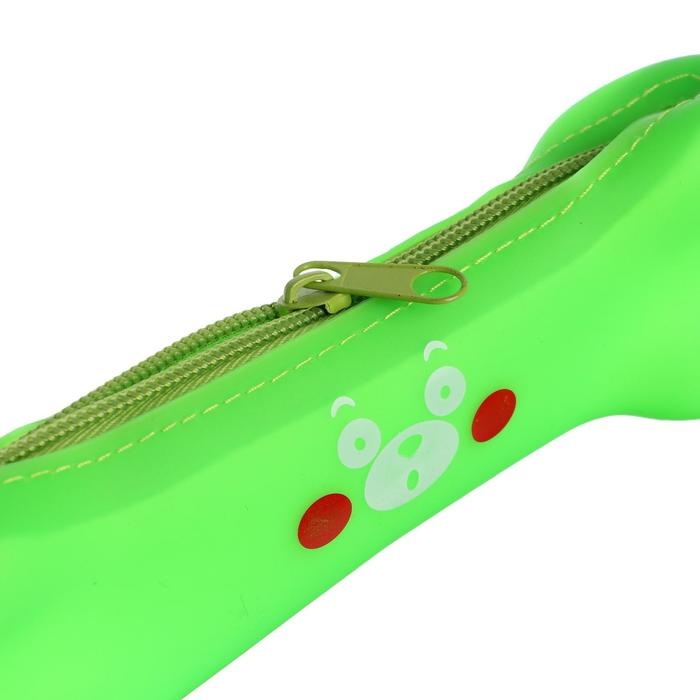 Пенал школьный Пенал школьный "Кость" на молнии, силиконовый, салатовый