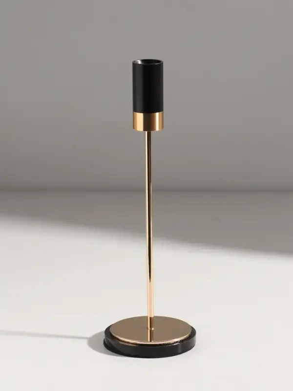 Подсвечник металл, стекло  Подсвечник металл, стекло "Лофт" d=2 см набор 3 шт чёрно-золотой 8х8х24, 8х8х29, 8х8х34 см