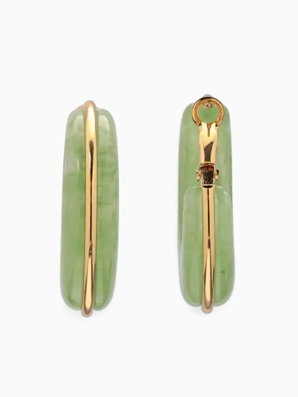 Серьги-кольца акрил &laquo;Тренд&raquo;, нефритовые в золоте