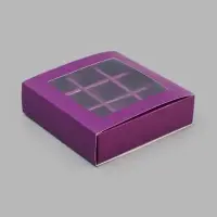 Коробка для 9 конфет, сиреневый, 13.5&times;13.5&times;3.5 см
