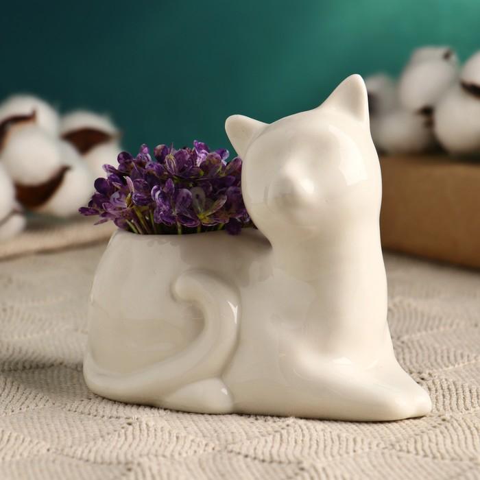 Горшок Горшок "Котенок" белый, 13х10,5х12,5см