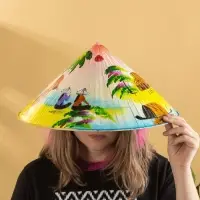 Вьетнамская конусная шляпа с рисунком, 41 см, МИКС