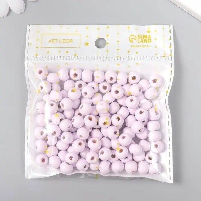 Бусины для творчества дерево "Ирис" d-0,8 см, набор 20 гр