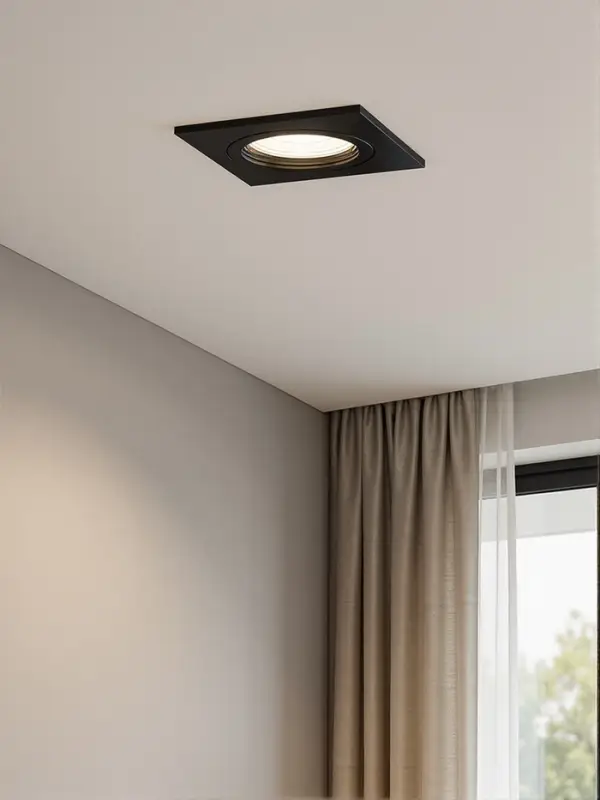 Светильник встраиваемый под лампу MR-16, квадратный, пластиковый, чёрный