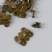 Петля для шкатулки (ключницы), металл, фигурная, под бронзу, набор 6 шт., 1.5&times;2.1 см