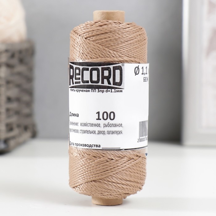 Нить кручёная 3-х прядная полипропиленовая, d=1.1 мм 100 м (бежевая) МИКС Нить кручёная 3-х прядная полипропиленовая, d=1.1 мм 100 м (бежевая) МИКС