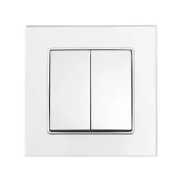 Выключатель TOT Glossy Glass, 10 А, 2 клавиши, скрытый монтаж, стеклянная рамка, серебристый