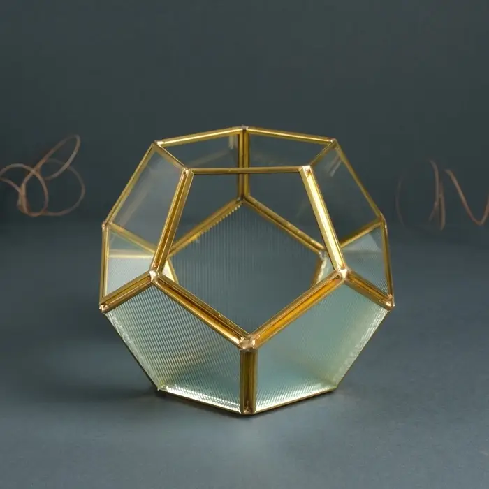 Стеклянный подсвечник на 1 свечу &laquo;Гранённый шар&raquo;, прозрачный, металл, 16&times;16&times;14 см