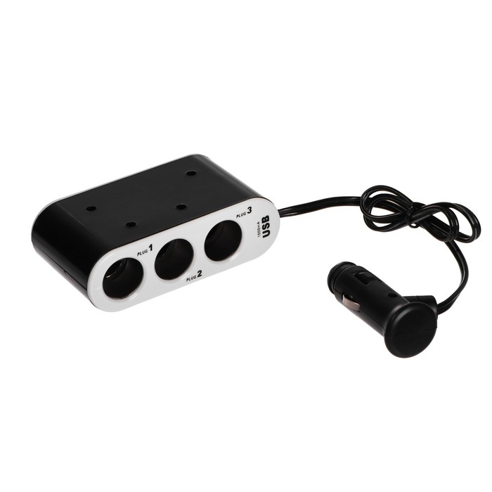 Разветвитель прикуривателя TORSO, 12-24 В, USB, провод 50 см, подсветка Разветвитель прикуривателя TORSO, 12-24 В, USB, провод 50 см, подсветка