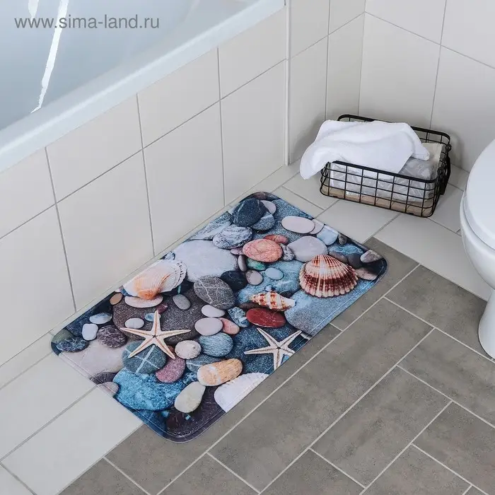 Коврик для ванной и туалета Доляна &laquo;Ракушки на камушках&raquo;, 45&times;75 см
