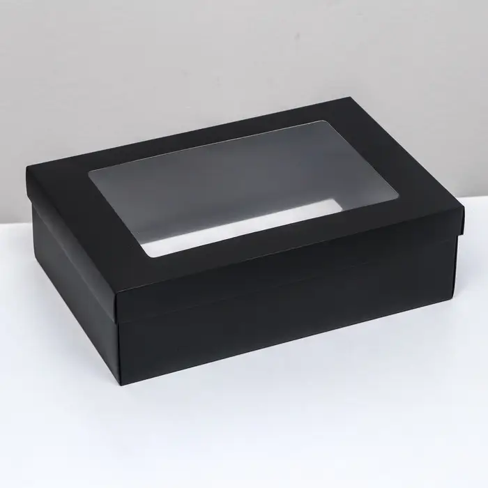 Коробка подарочная складная, упаковка, &laquo;Чёрная&raquo;, с окном 30&times;20&times;9 см