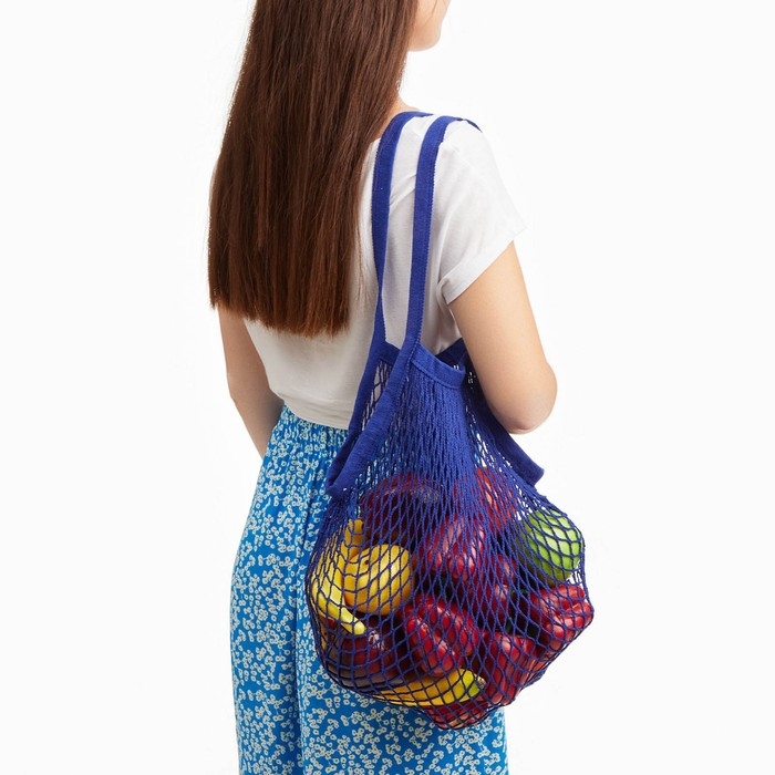 Авоська плетеная сумка, 41 х 27 см, ручка 17 см, клетка 1.5 см, фиолетовая Авоська плетеная сумка, 41 х 27 см, ручка 17 см, клетка 1.5 см, фиолетовая