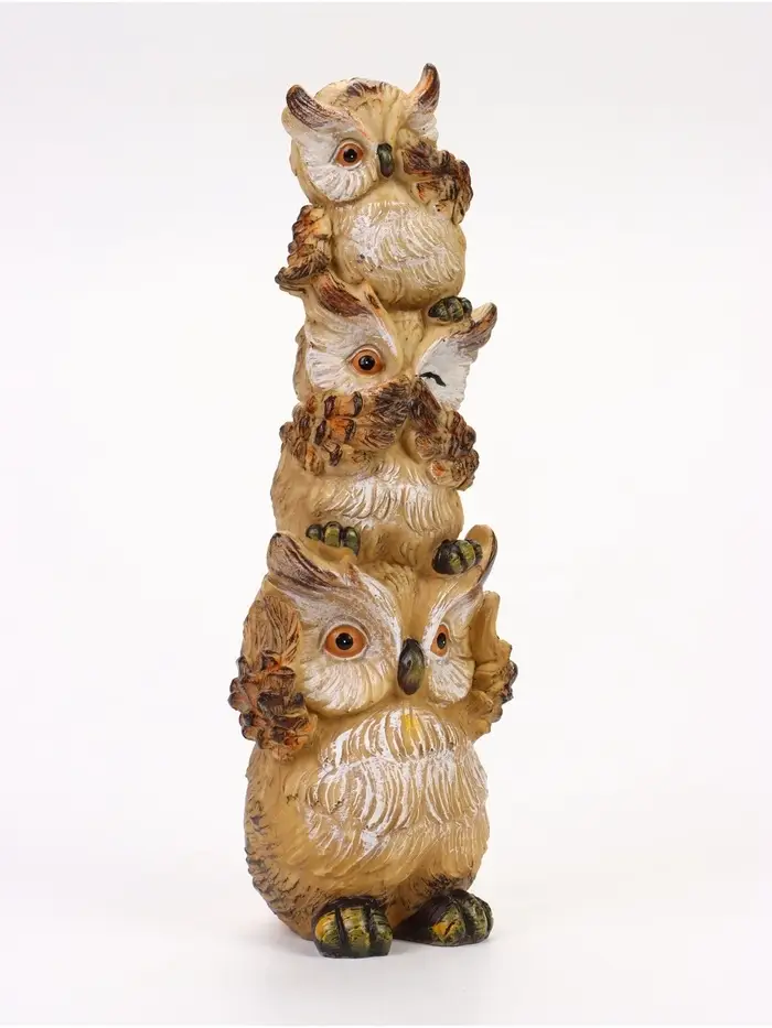 Садовая фигура из полистоуна &laquo;Трио сов&raquo;, 11.5&times;9.5&times;30 см, Greengo