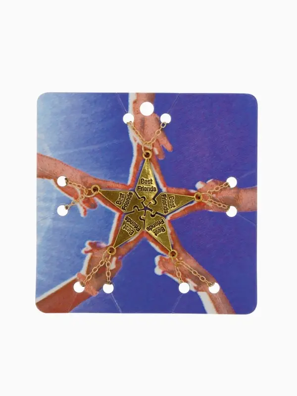 Кулоны парные на цепочке &laquo;Неразлучники. 5 пазлов&raquo;, L=45 см, набор 2 шт. цвет золото