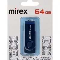 Флешка 64 ГБ, USB 2.0, Mirex SWIVEL DEEP BLUE 64GB (ecopack), синяя