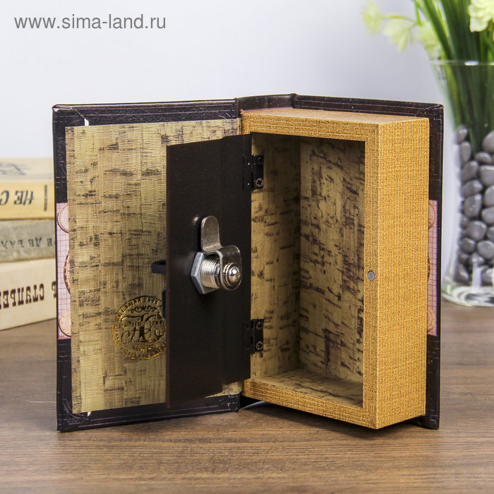Сейф-книга дерево  Сейф-книга дерево "Карта мира" кожзам 17х11х5 см