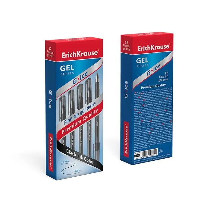 Ручка гелевая ErichKrause. G-Ice, чёрный стержень, узел 0.5 мм