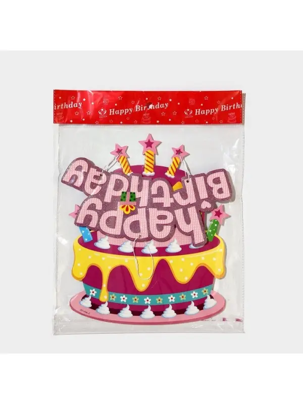 Украшение подвеска &laquo;С Днём Рождения&raquo;, 42&times;26 см, розовое