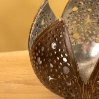 Подсвечник из кокоса «Бутон», 15×15×13 см, коричнево-серебристый