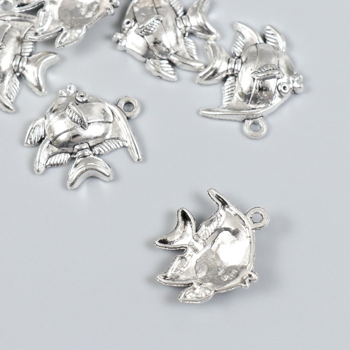 Декор для творчества металл Декор для творчества металл "Рыба. Мавританский идол" набор 7 шт серебро 2,2х2,5 см