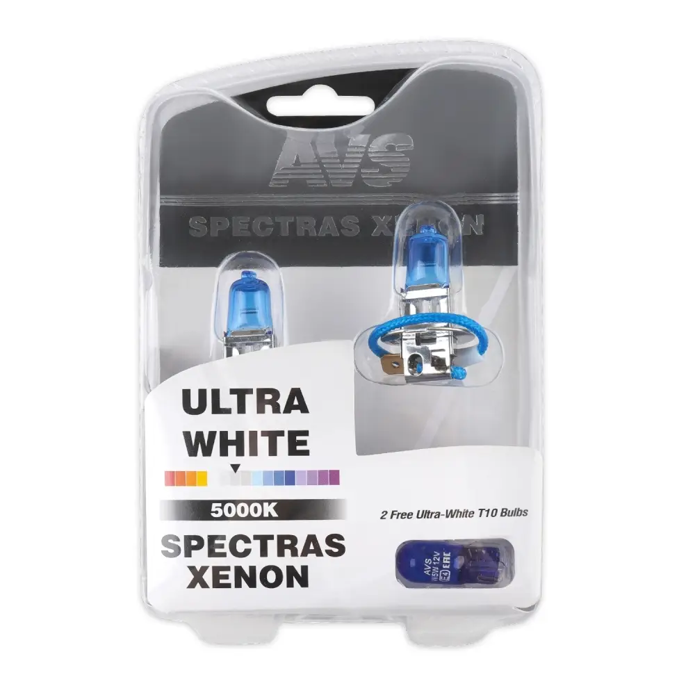 Газонаполненные лампы AVS SPECTRAS Xenon 5000K H3 12V 75W, комплект 2+2 (W5W) шт.