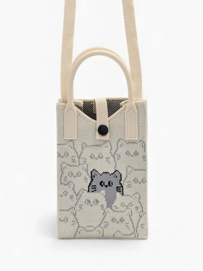 Сумка подр Коты, 12*4*17, отд на кнопке, дл ремень, белый