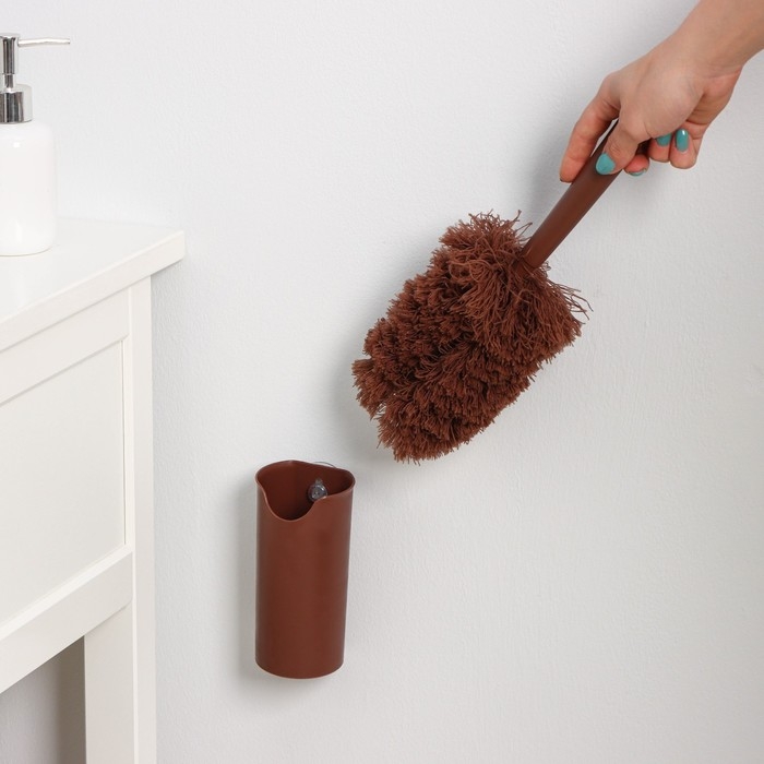 Щётка для удаления пыли Доляна «Антистатик», 29 см, с подставкой на присоске, микрофибра, цвет коричневый Щётка для удаления пыли Доляна «Антистатик», 29 см, с подставкой на присоске, микрофибра, цвет коричневый