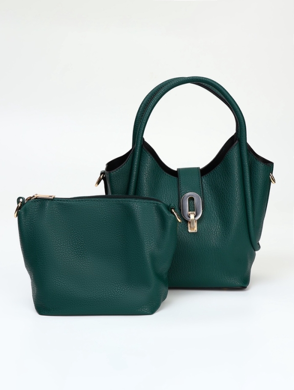 Сумка женская тоут на молнии, цвет тёмно-зелёный