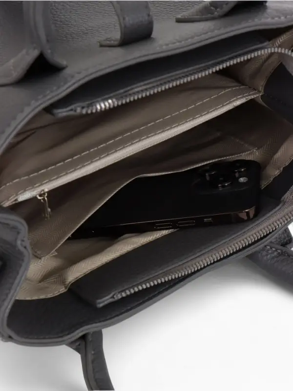 Сумка женская тоут TEXTURA на молнии, 31&times;11&times;21 см, тёмно-серая