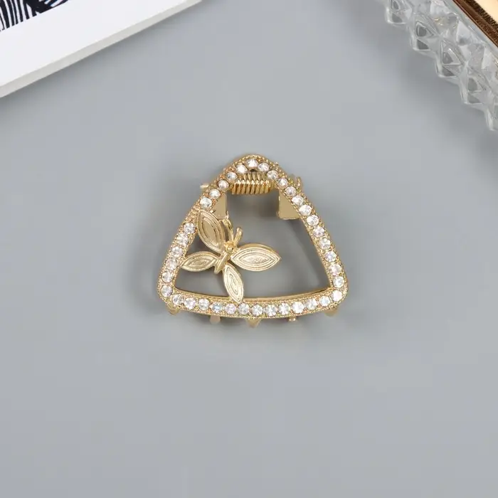 Крабик для волос &laquo;Флоранс&raquo;, уголок, 3.5 см, золотистый