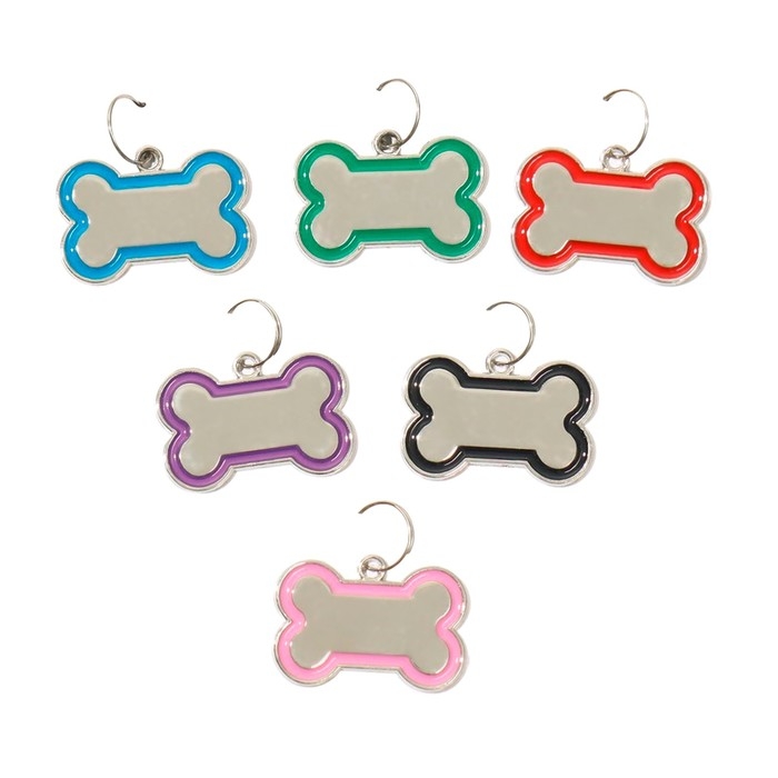 Адресник под гравировку  Адресник под гравировку "Косточка" объёмная, фасовка по 6 шт, 3,2 х 2,3 см, микс цветов