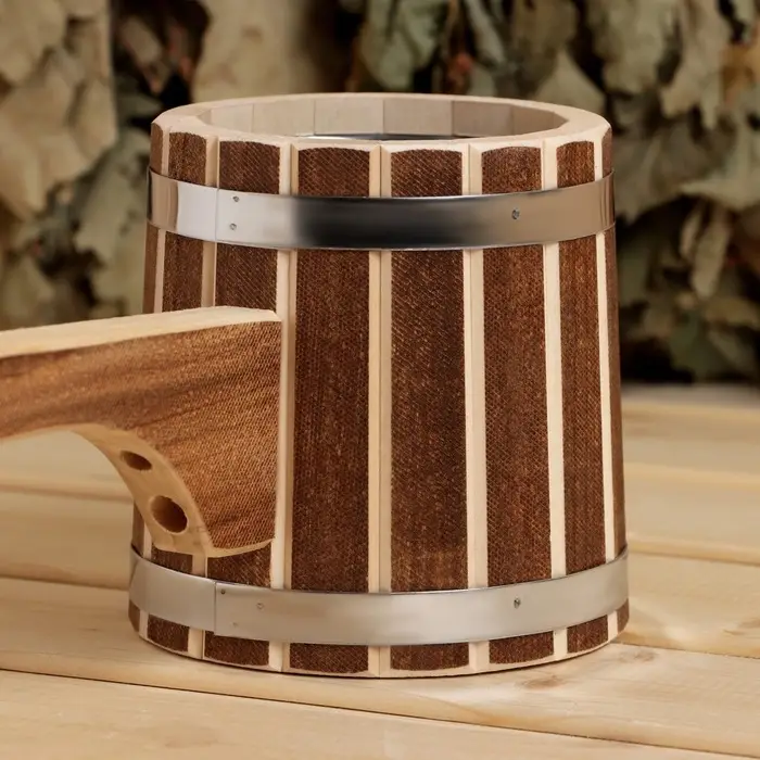 Ковш - черпак для бани и сауны &laquo;Добрыня&raquo;, 500 мл, липа, нержавеющие вставка и обруч, 54 см, &laquo;Добропаровъ&raquo;