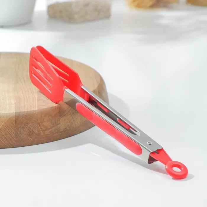 Щипцы кулинарные Доляна «Лопатка», 25×5 см, цвет красный Щипцы кулинарные Доляна «Лопатка», 25×5 см, цвет красный