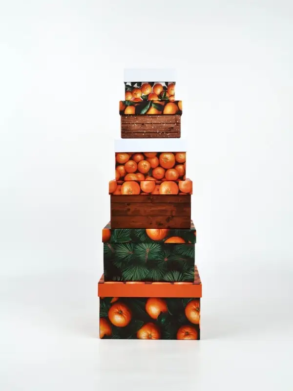 Набор подарочных коробк 6 в 1 «Яркие мандарины», 10×10×6–20×20×11 см Набор подарочных коробк 6 в 1 «Яркие мандарины», 10×10×6–20×20×11 см