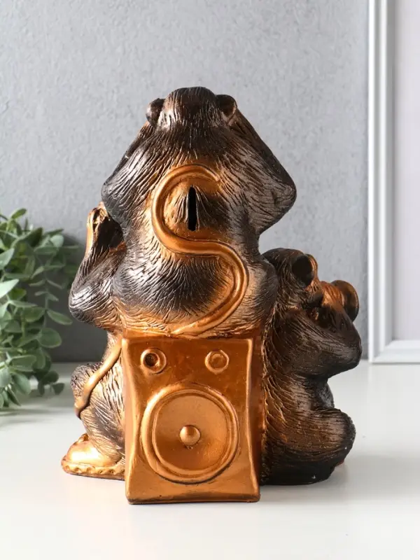 Копилка для денег &laquo;Обезьяны: всё слышу, всё вижу, всё скажу&raquo;, гипс под бронзу, 28&times;21.5&times;16 см