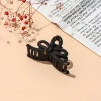 Краб для волос "Классик" бантик, 7,5х4 см, матовый, чёрно-золотой