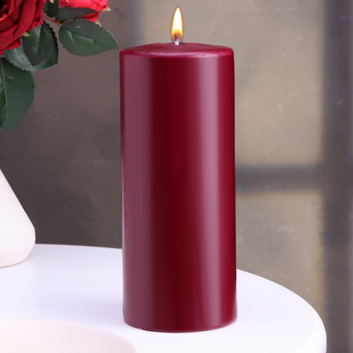 Свеча - цилиндр, 8х20 см, 90 ч, 795 г, бордовая Свеча - цилиндр, 8х20 см, 90 ч, 795 г, бордовая