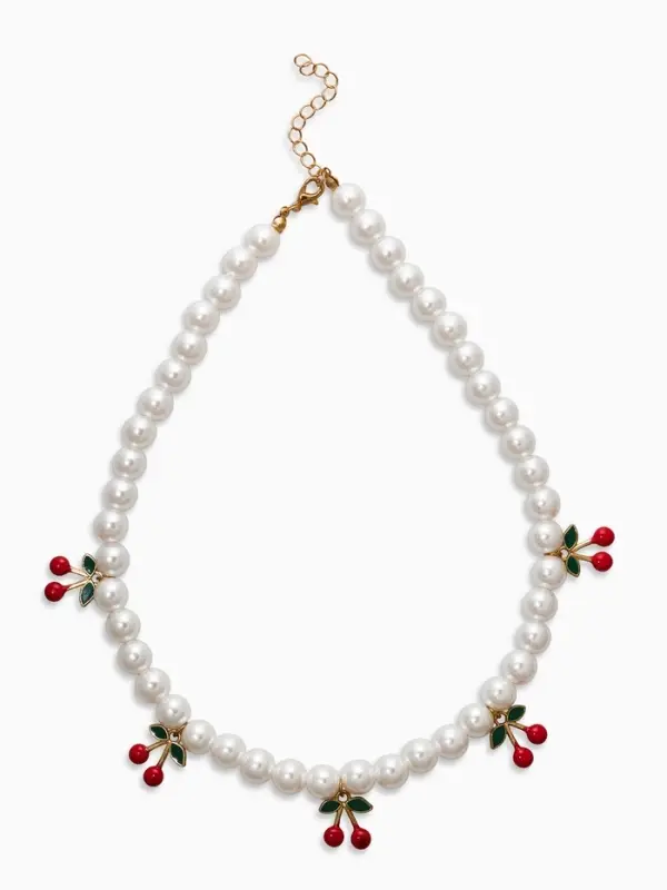 Бусы жемчужные "Вишня", цветные в золоте