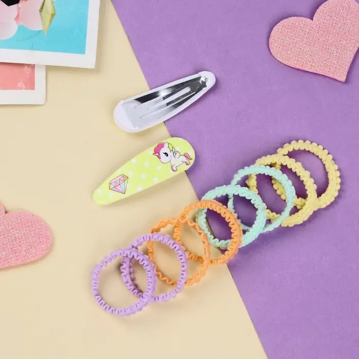 Набор для волос Набор для волос "Лучик" (2 невидимки-5 см, 8 резинок-3 см) единорожка