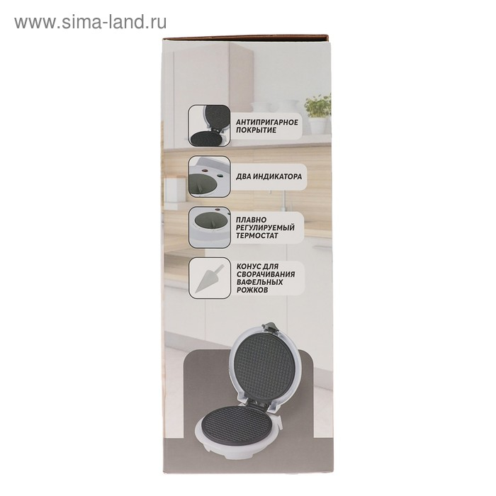 Электровафельница "Добрыня" DO-2105, 1200 Вт, тонкие вафли, антипригарное покрытие, белая