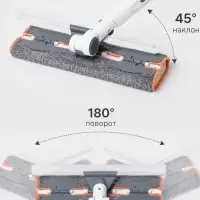 Швабра для окон на зажимах 28&times;8 см, с телескопической ручкой 103-145 см, 2 насадки из микрофибры 45+180 поворот