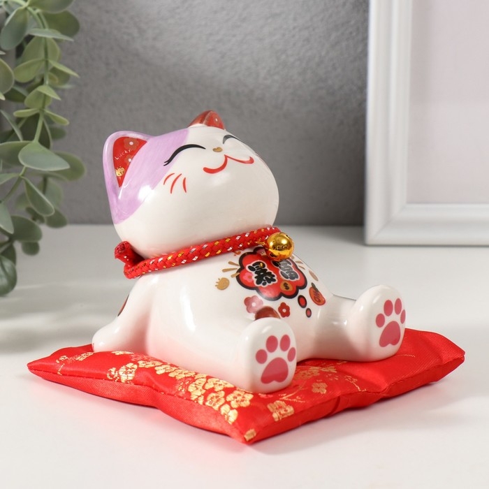 Копилка керамика подставка Копилка керамика подставка "Кот Манэки-нэко расслабленный" 12,5х12,5х10,5 см