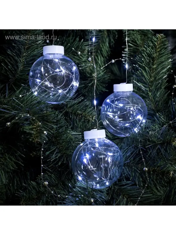 Гирлянда &laquo;Бахрома&raquo; 2.5&times;0.7 м, роса с насадками &laquo;Шарики&raquo;, IP20, серебристая нить, 150 LED, свечение белое, 12 В