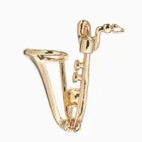 Брошь &laquo;Саксофон&raquo;, музыка, жемчуг, цвет белый в золоте