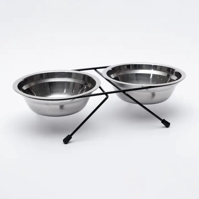Набор из 2 мисок, 2&times;500 мл, на чёрной подставке, нержавеющая сталь