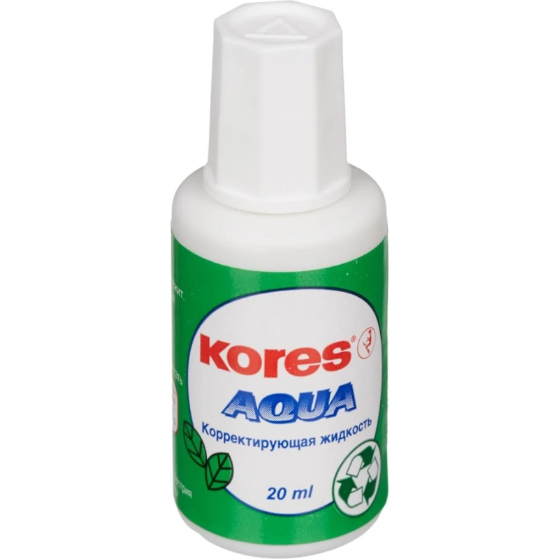 Корректирующая жидкость KORES AQUA 20мл на водной основе, кисточка 69101