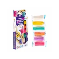 Тесто-пластилин, набор 6 цветов, с блёстками