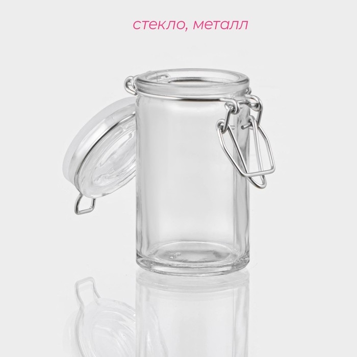 Банка стеклянная для хранения сыпучих продуктов Доляна &laquo;Оптима&raquo;, 80 мл, 4,3&times;8,2 см, с бугельным замком